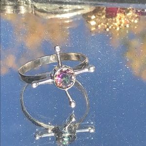 BOUTIQUE RAINBOW TOPAZ 925 STERLING SILVER RING8.5